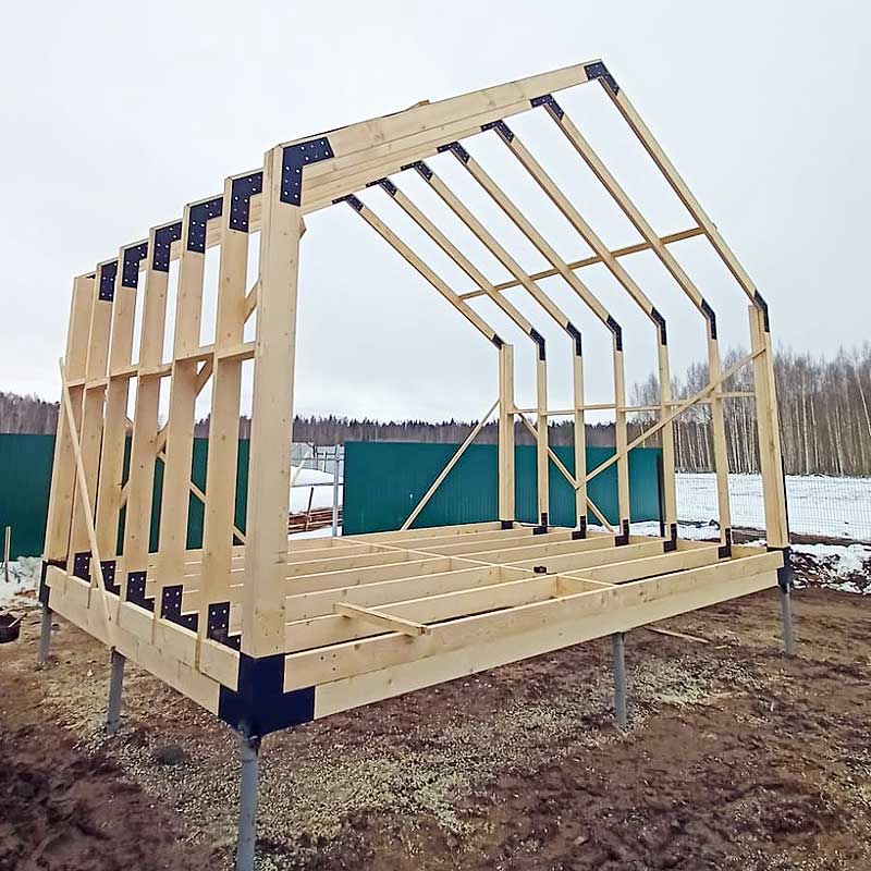Сборка каркаса дома Барнхаус