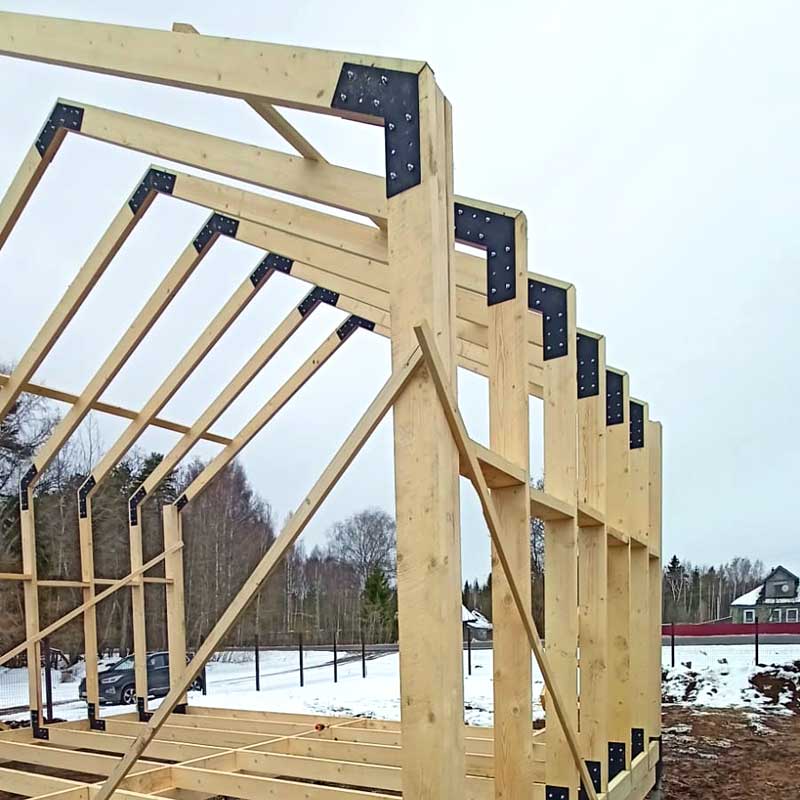 Сборка каркаса дома Барнхаус