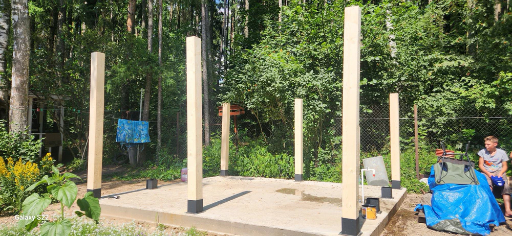 Пример монтажа бруса 150х150 мм на наши коннекторы